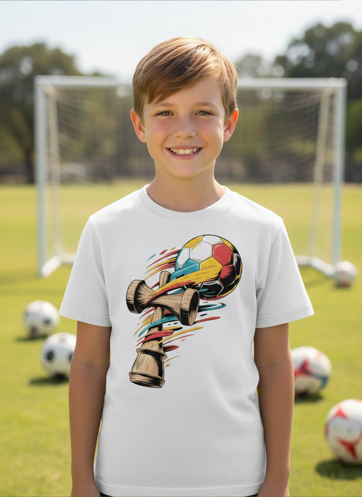 Tricou Kendama Minge de Fotbal colorată