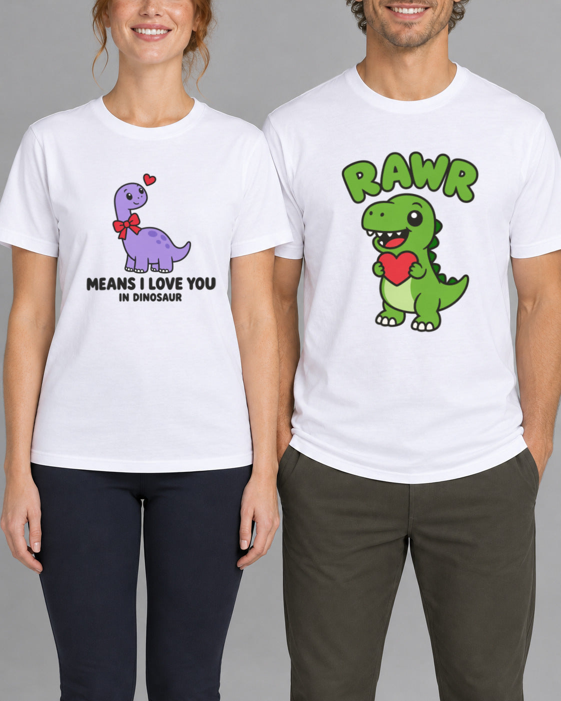 Set tricouri cuplu Dino-1