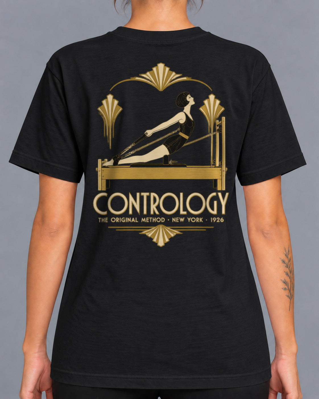 Tricou Contrology Art Deco – culoare negru