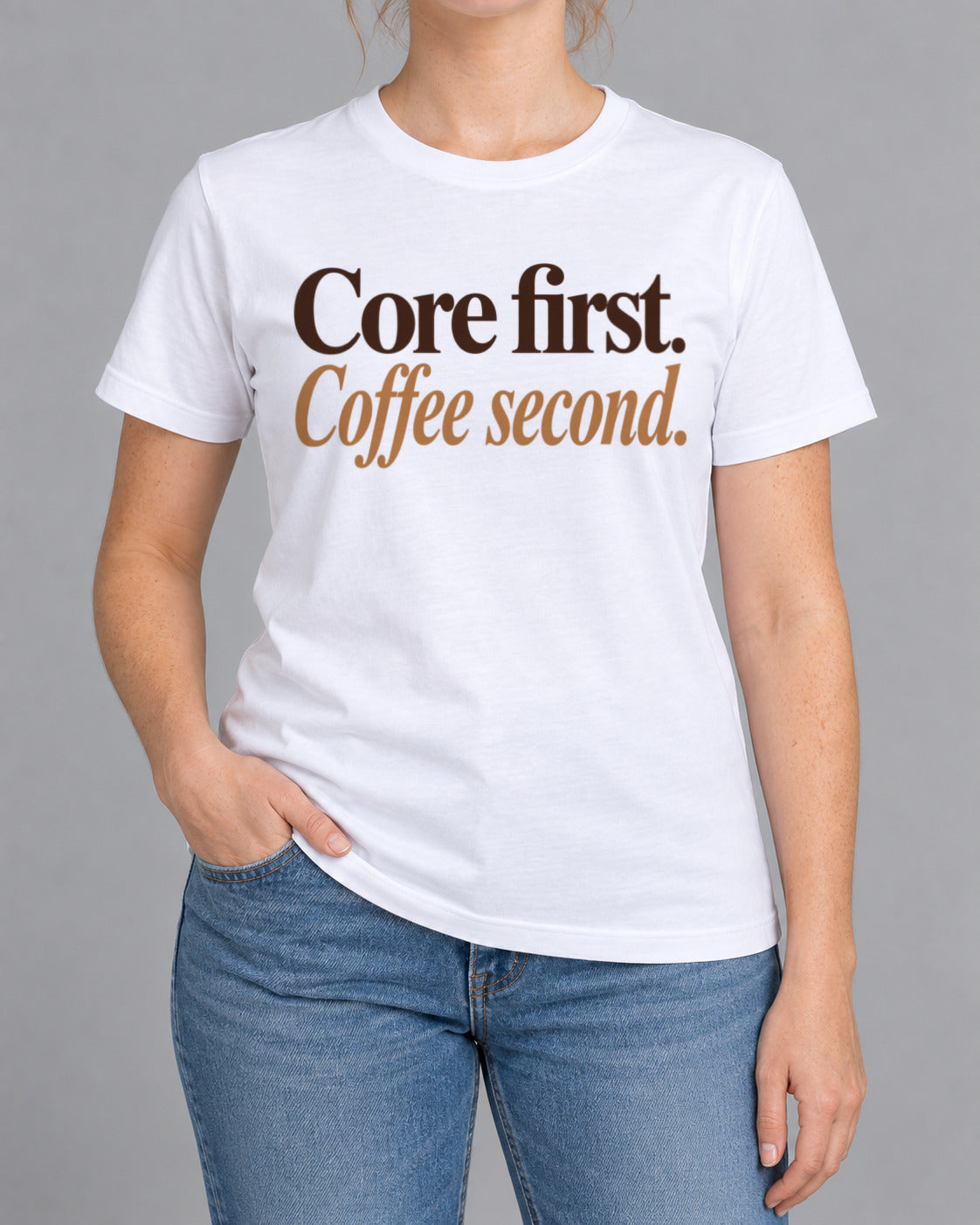 Tricou Core First Coffee Second – culoare alb