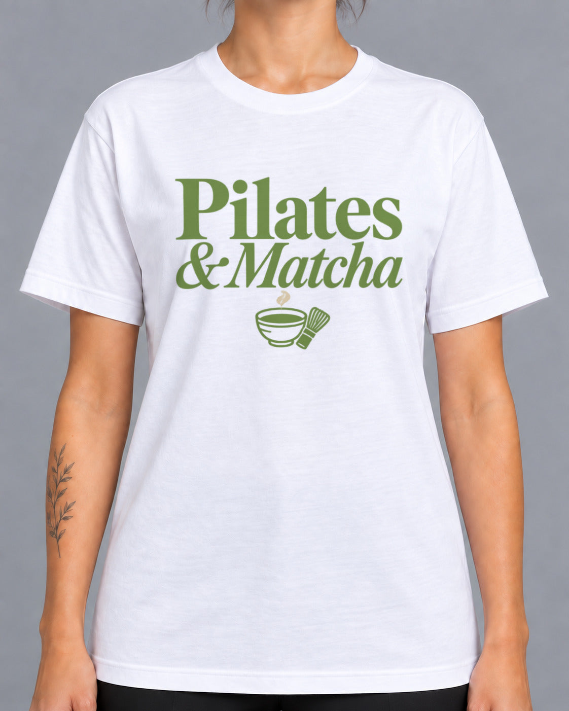 Tricou Pilates and Matcha – culoare alb