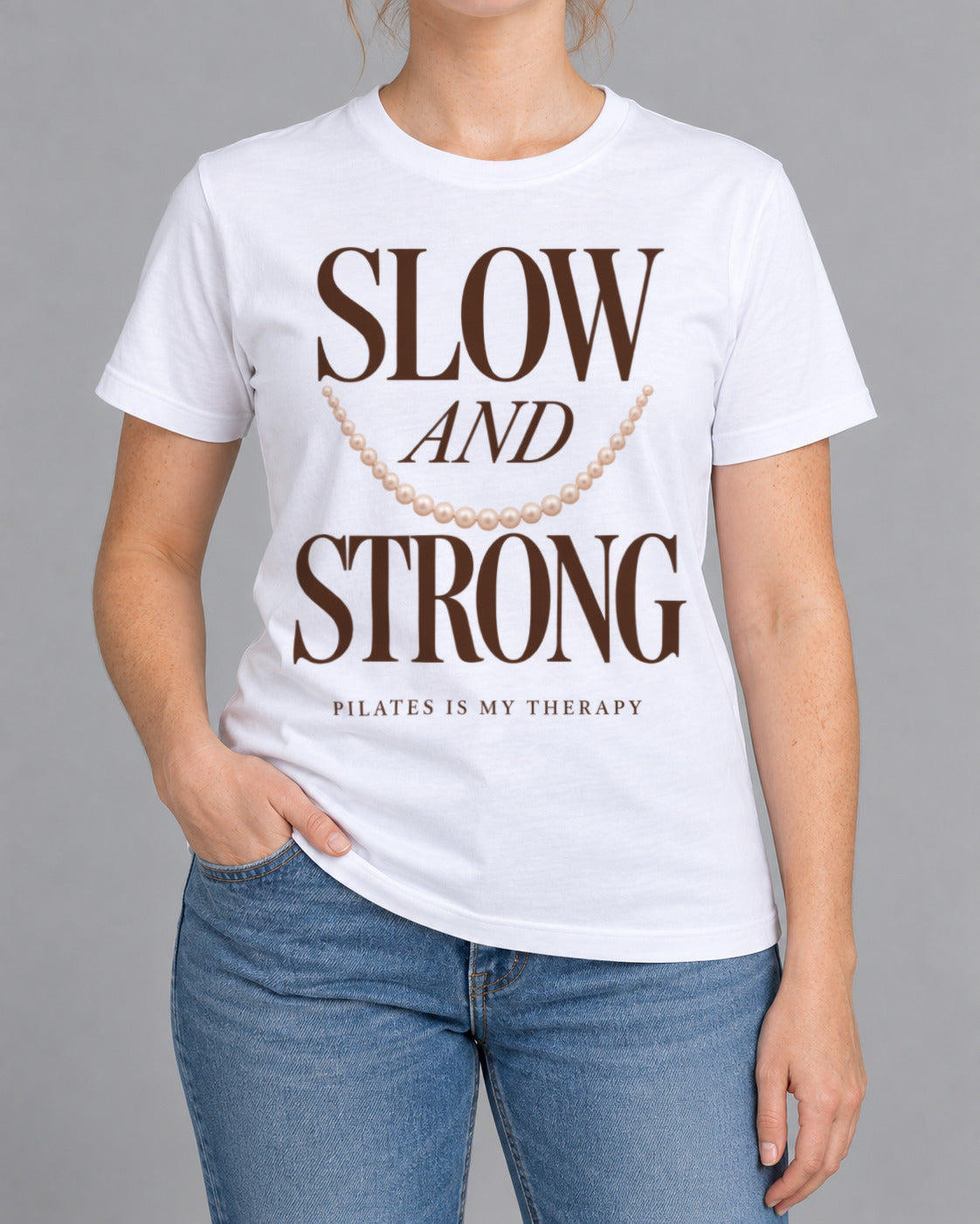 Tricou Slow and Strong – culoare alb