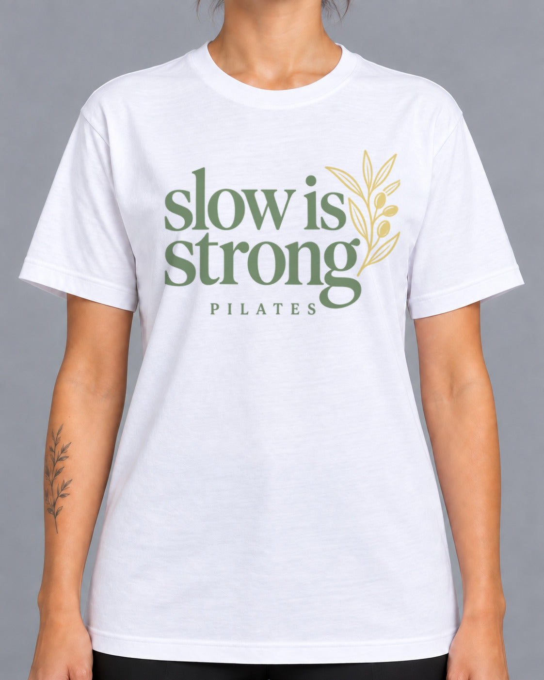 Tricou Slow Is Strong – culoare alb